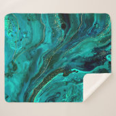 Groen Marmer & Goud: Luxe Textuur Sherpa Deken (Voorkant (horizontaal))