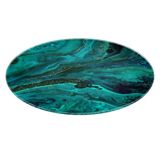 Groen Marmer & Goud: Luxe Textuur Snijplank (Hoek)