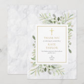 Groen Marmer Herdenkings Christelijk Bedankkaart (Voorkant / Achterkant)