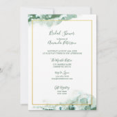 Groen Marmer Ombre Goud Lijst Vrijgezellenfeest Kaart (Voorkant)