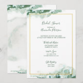 Groen Marmer Ombre Goud Lijst Vrijgezellenfeest Kaart (Voorkant / Achterkant)