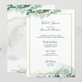 Groen Marmer Ombre Goud Lijst Vrijgezellenfeest Kaart