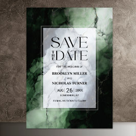 Groen Marmeren Bruiloft Sla de Datum op Save The Date