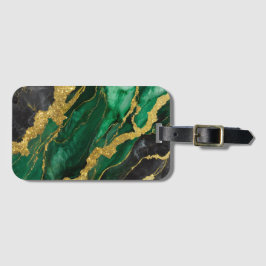 Groen marmeren patroon met goud bagagelabel