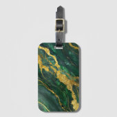 Groen marmeren patroon met goud bagagelabel (Voorkant (verticaal))