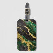 Groen marmeren patroon met goud bagagelabel (Voorkant (verticaal))