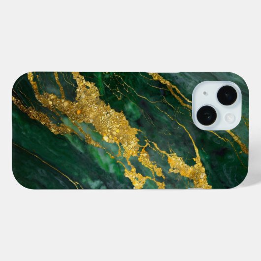 Groen marmeren patroon met goud Case-Mate iPhone case (Achterkant (horizontaal))