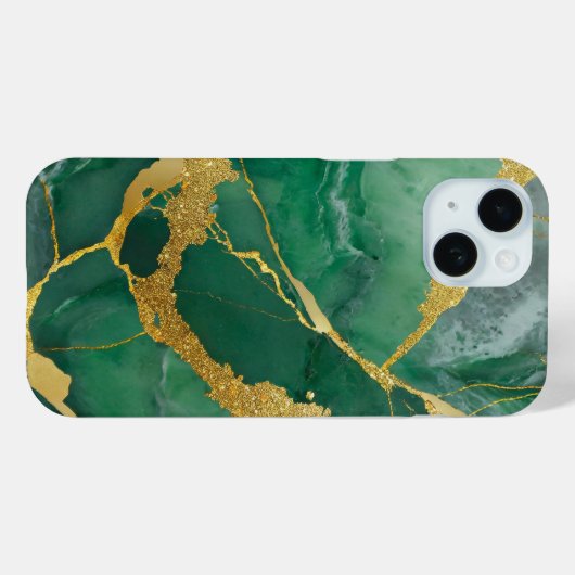 Groen marmeren patroon met goud Case-Mate iPhone case (Achterkant (horizontaal))