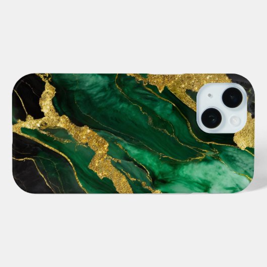 Groen marmeren patroon met goud Case-Mate iPhone case (Achterkant (horizontaal))