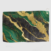 Groen marmeren patroon met goud golfhanddoek (Horizontaal)