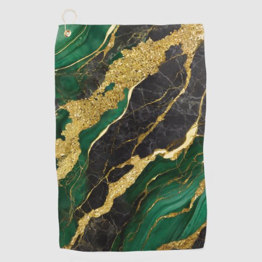 Groen marmeren patroon met goud golfhanddoek (Voorkant)