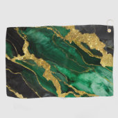 Groen marmeren patroon met goud golfhanddoek (Horizontaal)