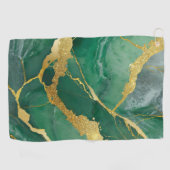 Groen marmeren patroon met goud golfhanddoek (Horizontaal)