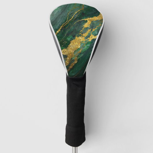 Groen marmeren patroon met goud golfheadcover (Voorkant)