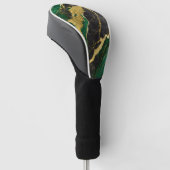 Groen marmeren patroon met goud golfheadcover (Schuin)