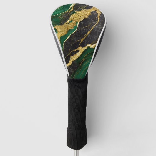 Groen marmeren patroon met goud golfheadcover (Voorkant)