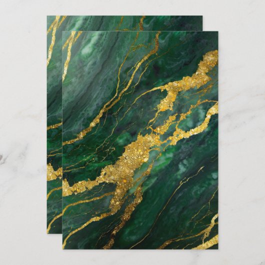 Groen marmeren patroon met goud kaart (Voorkant / Achterkant)