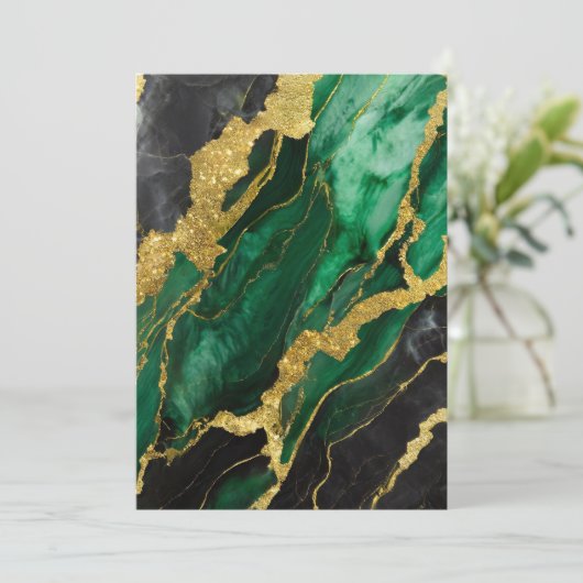 Groen marmeren patroon met goud kaart (Staand voorkant)