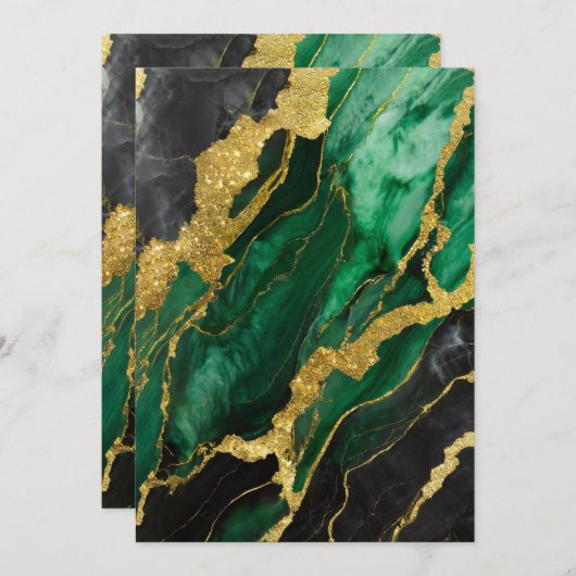 Groen marmeren patroon met goud kaart (Voorkant / Achterkant)