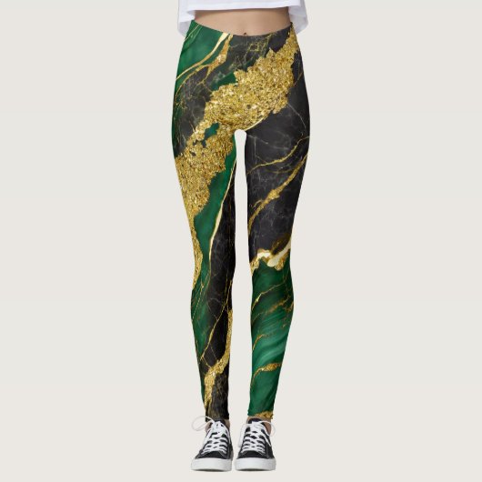 Groen marmeren patroon met goud leggings (Voorkant)