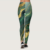 Groen marmeren patroon met goud leggings (Achterkant)
