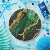 Groen marmeren patroon met goud papieren bordje (Feest)