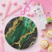 Groen marmeren patroon met goud papieren bordje (Feest)