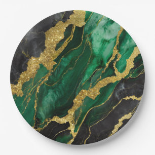 Groen marmeren patroon met goud papieren bordje