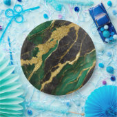 Groen marmeren patroon met goud papieren bordje (Feest)