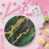 Groen marmeren patroon met goud papieren bordje (Feest)