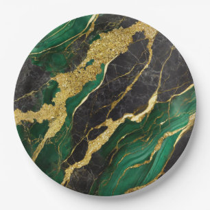 Groen marmeren patroon met goud papieren bordje