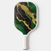 Groen marmeren patroon met goud pickleball paddle (Achterkant)