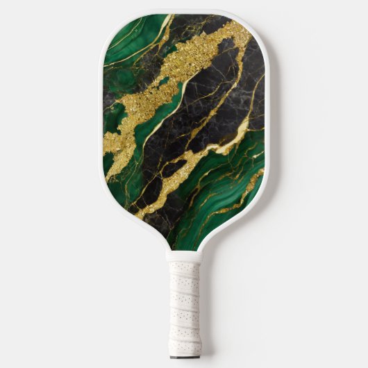 Groen marmeren patroon met goud pickleball paddle (Voorkant)
