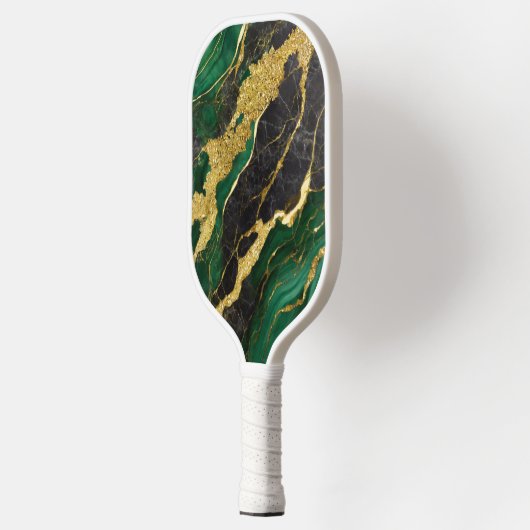 Groen marmeren patroon met goud pickleball paddle (Links)