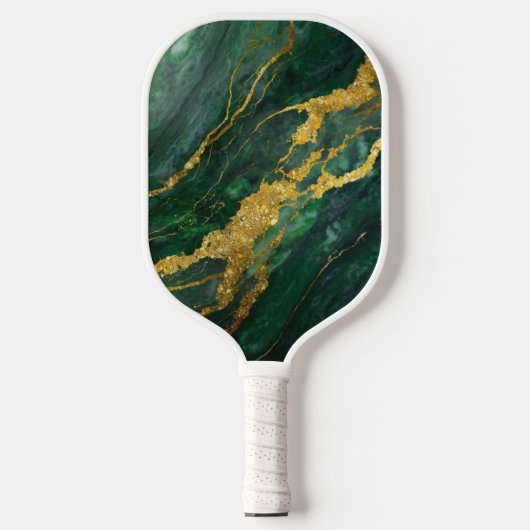 Groen marmeren patroon met goud pickleball paddle (Voorkant)