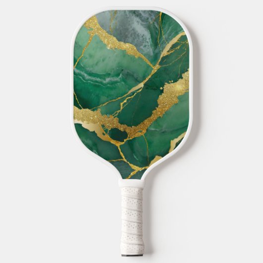 Groen marmeren patroon met goud pickleball paddle (Voorkant)