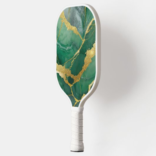 Groen marmeren patroon met goud pickleball paddle (Links)