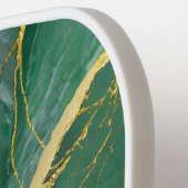 Groen marmeren patroon met goud pickleball paddle (Links Detail)