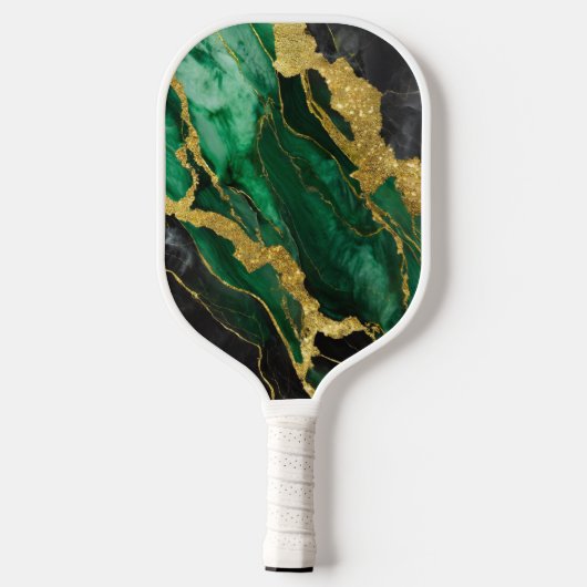 Groen marmeren patroon met goud pickleball paddle (Achterkant)