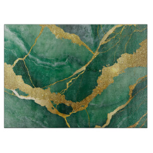 Groen marmeren patroon met goud snijplank