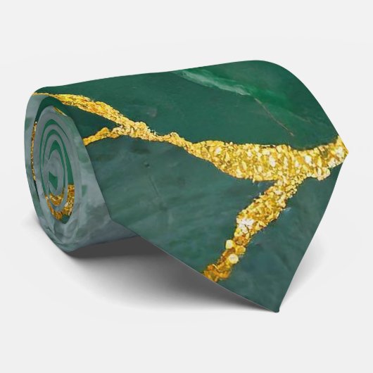 Groen marmeren patroon met goud stropdas (Opgerold)