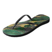 Groen marmeren patroon met goud teenslippers (Schuin)