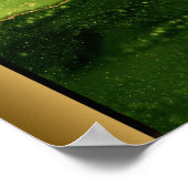 Groen Marmeren Steen/Zwart Gouden Rand Art Poster (Hoek)