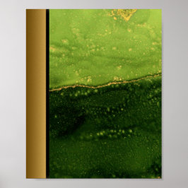 Groen Marmeren Steen/Zwart Gouden Rand Art Poster