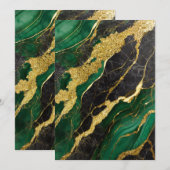 Groen marmerpatroon met goud kaart (Voorkant / Achterkant)