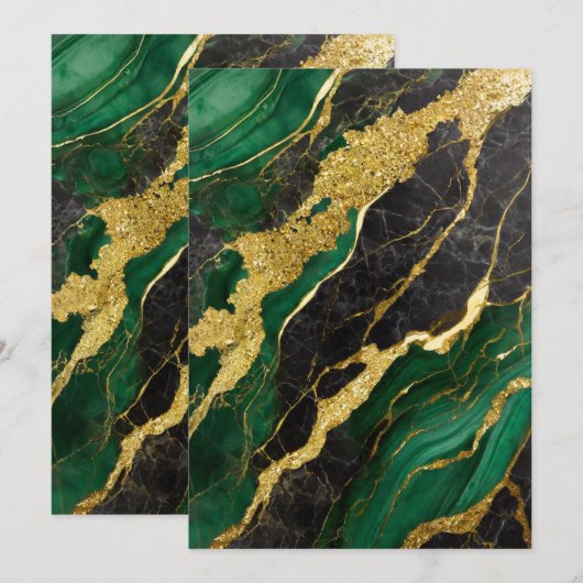 Groen marmerpatroon met goud kaart (Voorkant / Achterkant)