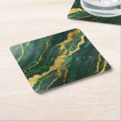 Groen marmerpatroon met goud kartonnen onderzetters (Schuin)