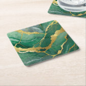 Groen marmerpatroon met goud kartonnen onderzetters (Schuin)