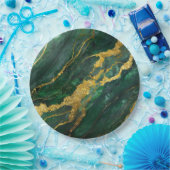 Groen marmerpatroon met goud papieren bordje (Feest)