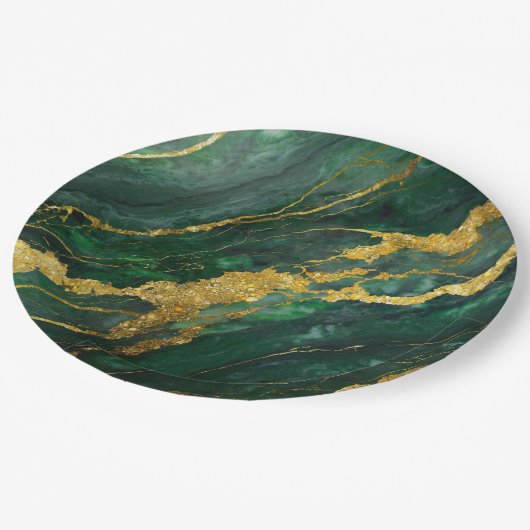 Groen marmerpatroon met goud papieren bordje (Gekanteld)
